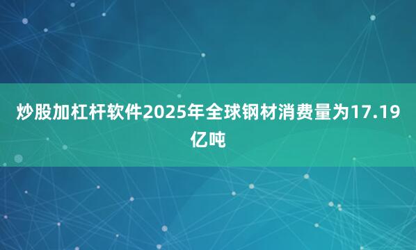 炒股加杠杆软件2025年全球钢材消费量为17.19亿吨